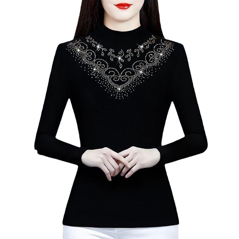 Bottom Shirt Women's New Autumn and Winter Versatile High-end Thin Top with Fashionable Velvet Thickened Shirt