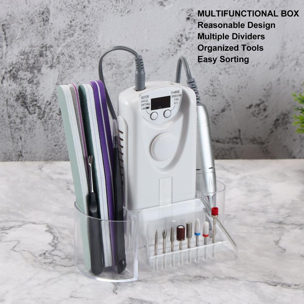 Transparent Multifunctional Nail Drill Stand  Nail Grinding Bits Classified Placement