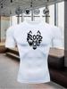 Men's Chest Blood Wolf Shaped Logo Print Compression Shirt High Elasticity Moisture Wicking Sportswear