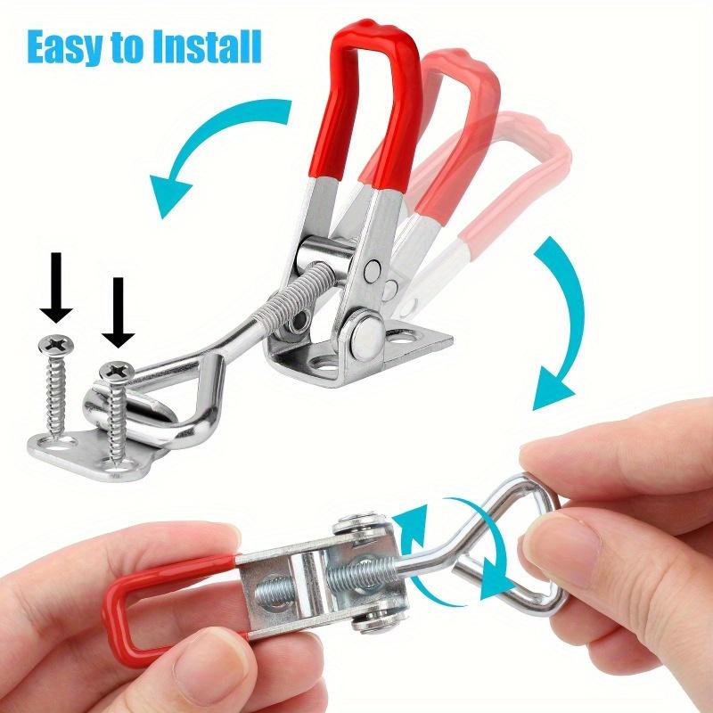 4pcs Stainless Steel Toggle Clamps, Adjustable Quick Release Latch, Door Bolt Locking Clip for Secure Fixing Case, Heavy Duty Catch Adjustable