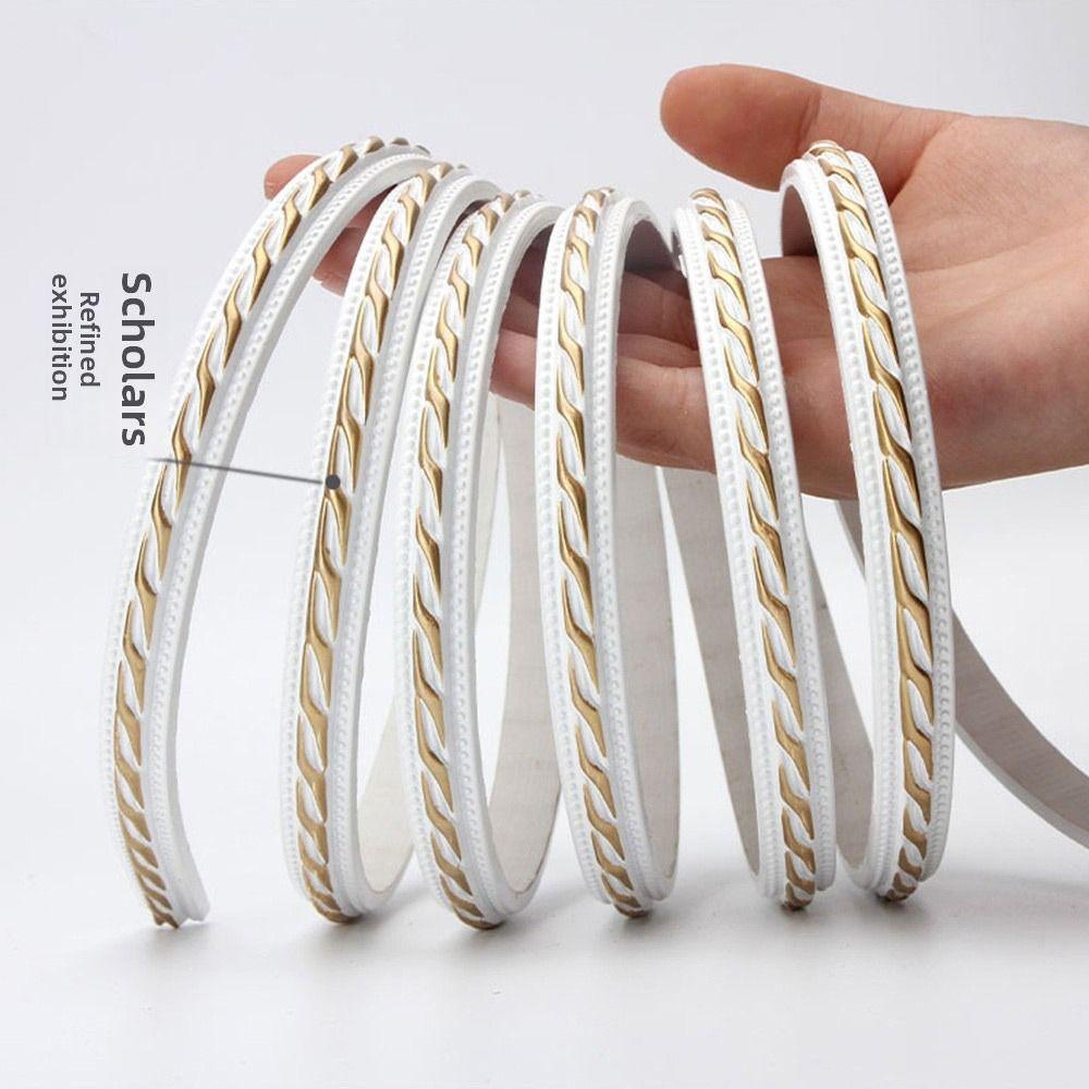 12mm*6mm PVC Self-adhesive Line Trim 1M Length Soft Line Photo Frame Border Imitation Gypsum Faux Embossed Decorative Edge Strip