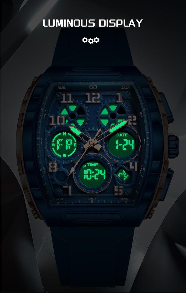 FOXBOX Barrel-Shaped Multifunction Digital Sports Watch with Alarm & Waterproof Features