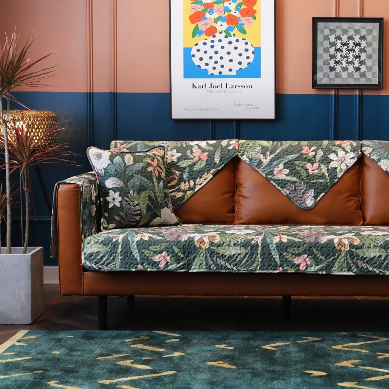 

Подушка для дивана из чистого хлопка на все времена года, нескользящая подушка из хлопка, универсальный чехол в стиле ретро, полотенце с полным чехлом 70*70cm