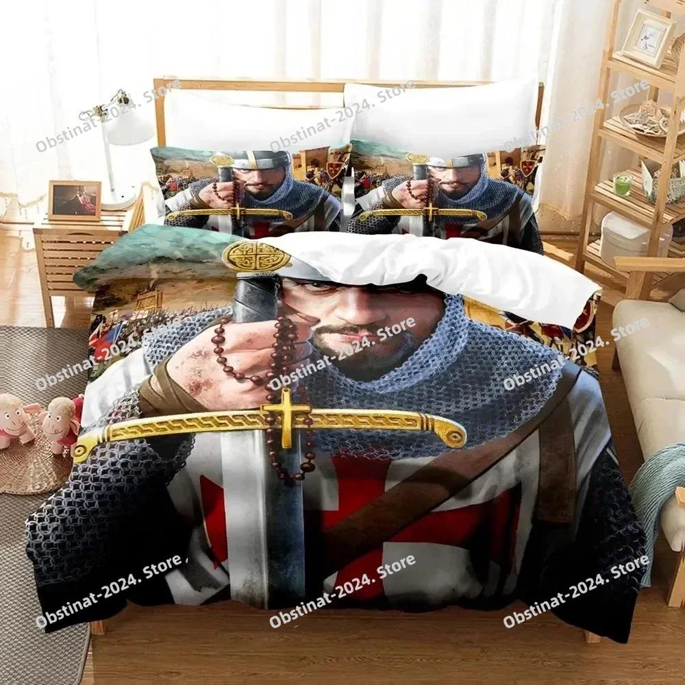 3D Print Christian Knights Templar Bedding Set Duvet Cover Bed Set Quilt Cover Pillowcase Comforter King Queen Size Boys Adult