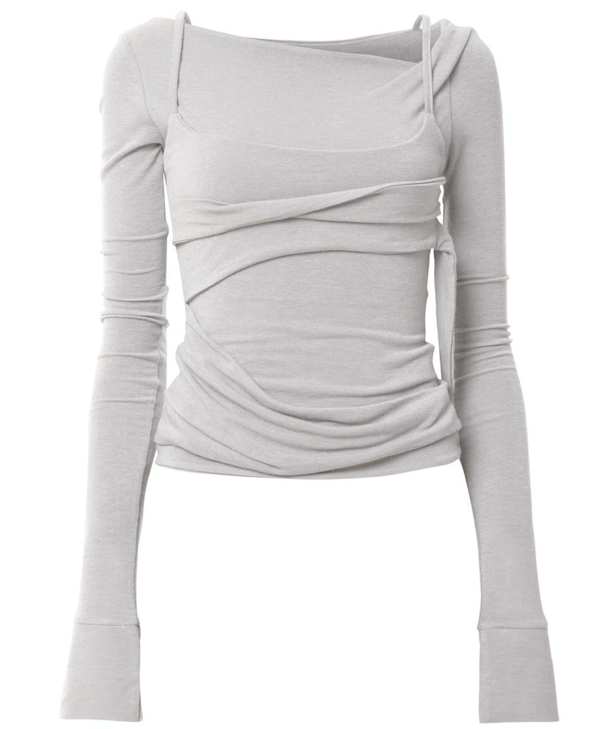 Peulleeoeob Layered Bustier Long Sleeve (Fl-105_Cloud White)