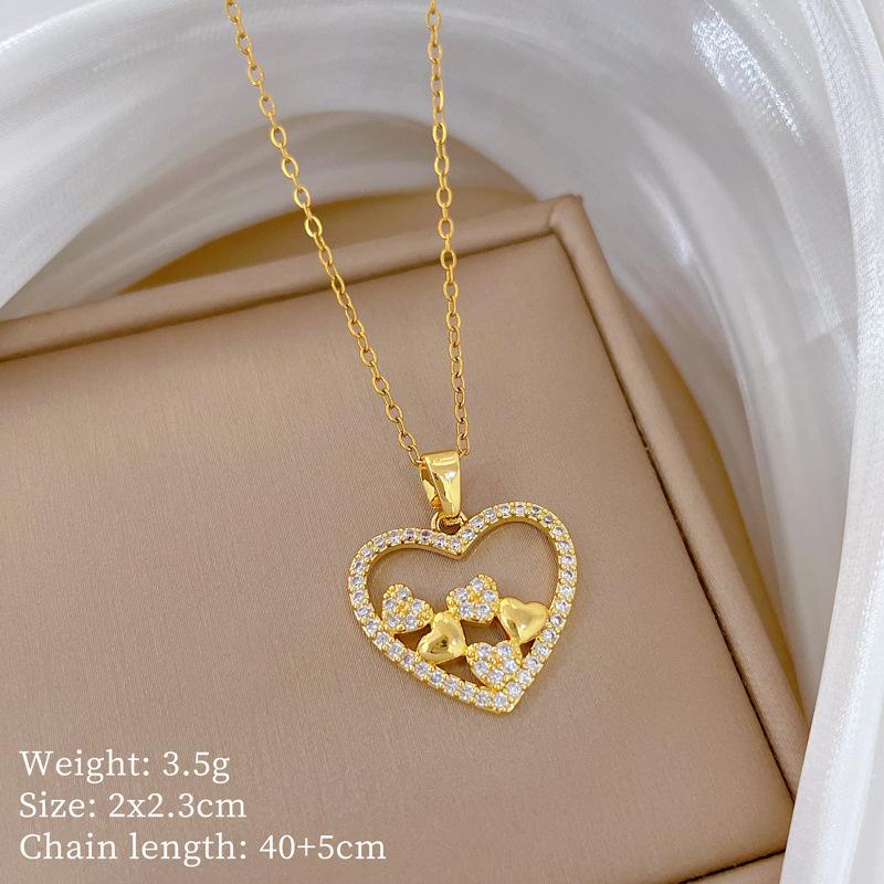 Copper Micro-Inlaid Cross Fashionable Light Luxury Temperament Gorgeous Full Diamond Necklace Female Versatile Collarbone Chain Titanium Steel