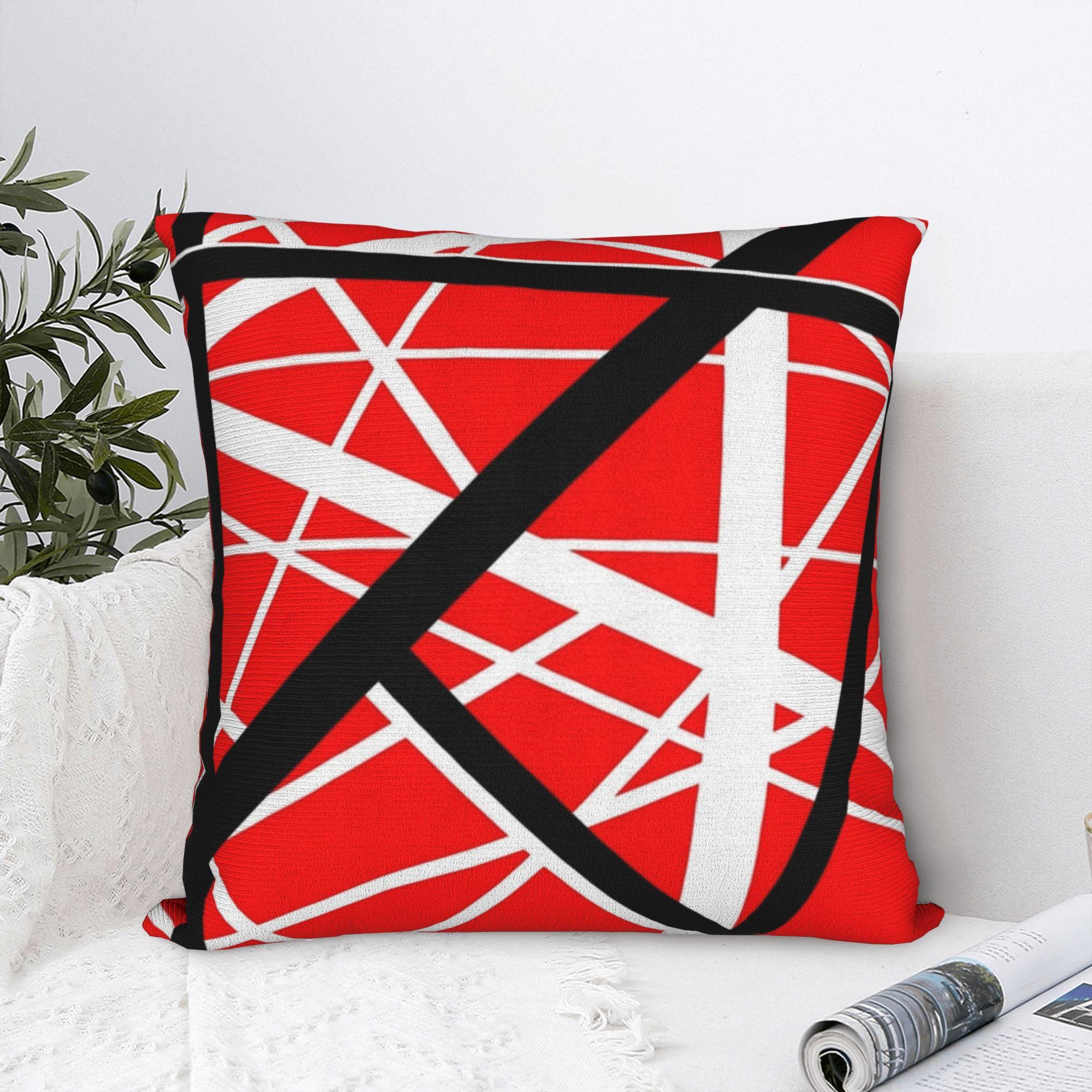 Annier Unisex Red/Black/White Van Halen And Line Art Pillow Cover Fashion Pillow Case For Living Room Chair Comfy Cushion Cover Gift