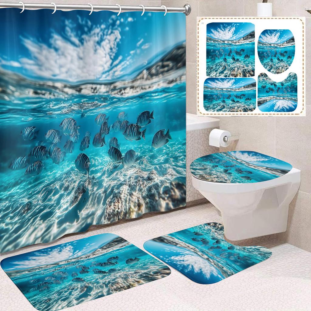31Style 4Pcs Funny Shower Curtains Bathroom Curtain With Hooks Decor Waterproof Cat Dog 3d Bath 180*180cm Creative Personality Shower Curtain