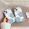 Blue and white big flower iPhone17promax mobile phone case Apple 16 transparent 15/14 transparent anti-drop 11 airbag