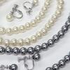 and Me Jewelry Faux Pearl Necklace and Earrings Set Black and White Made in Japan [You Box] - 2-Piece Set, 7.0mm Pearls, 42cm,