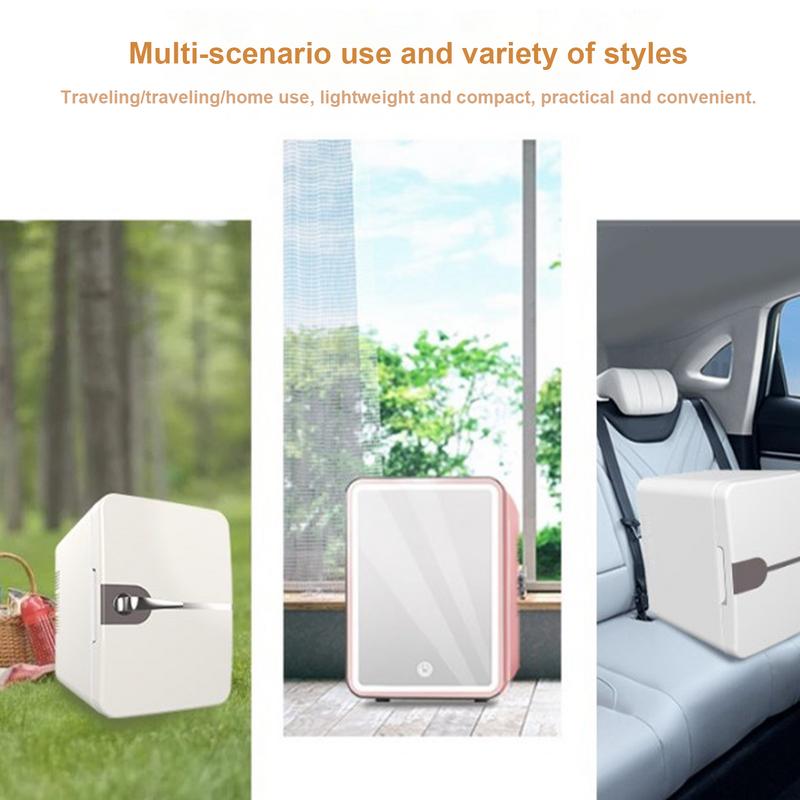6L Car Mini Fridge Beauty Cosmetics Mask Makeup Skincare Refrigerator DC 12V / AC 220V Heated Cooling Dormitory Refrigerator