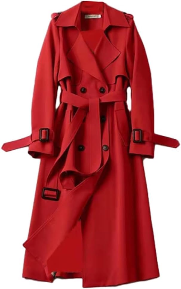

Long Trench 3 Plus Slimming Chester Belted Outerwear [JINJUDUO] Women s Coat, Spring, Autumn, Winter, Seasons, Sizes, Effect, Windproof, Commuting,