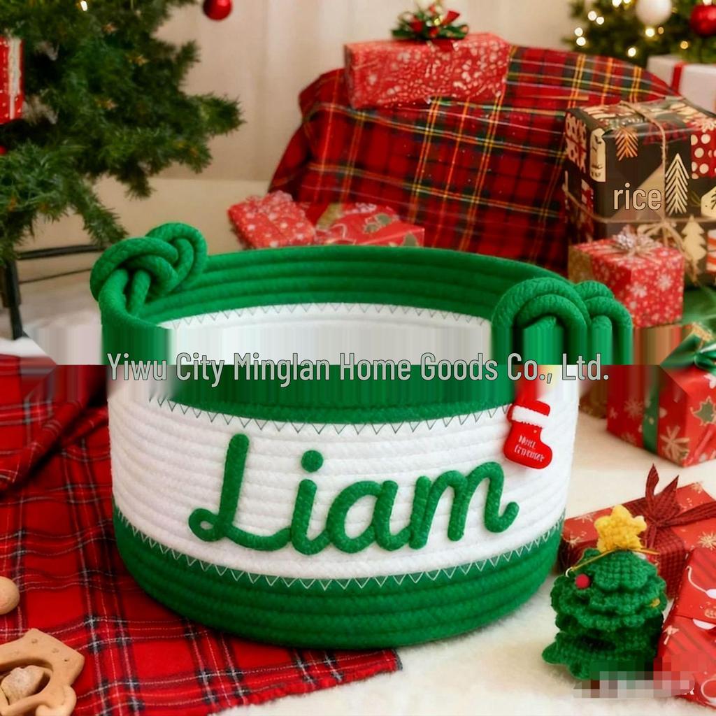 Round 8-Shaped Cotton Rope Storage Basket with Handle - Flower Pot & Toy Holder
