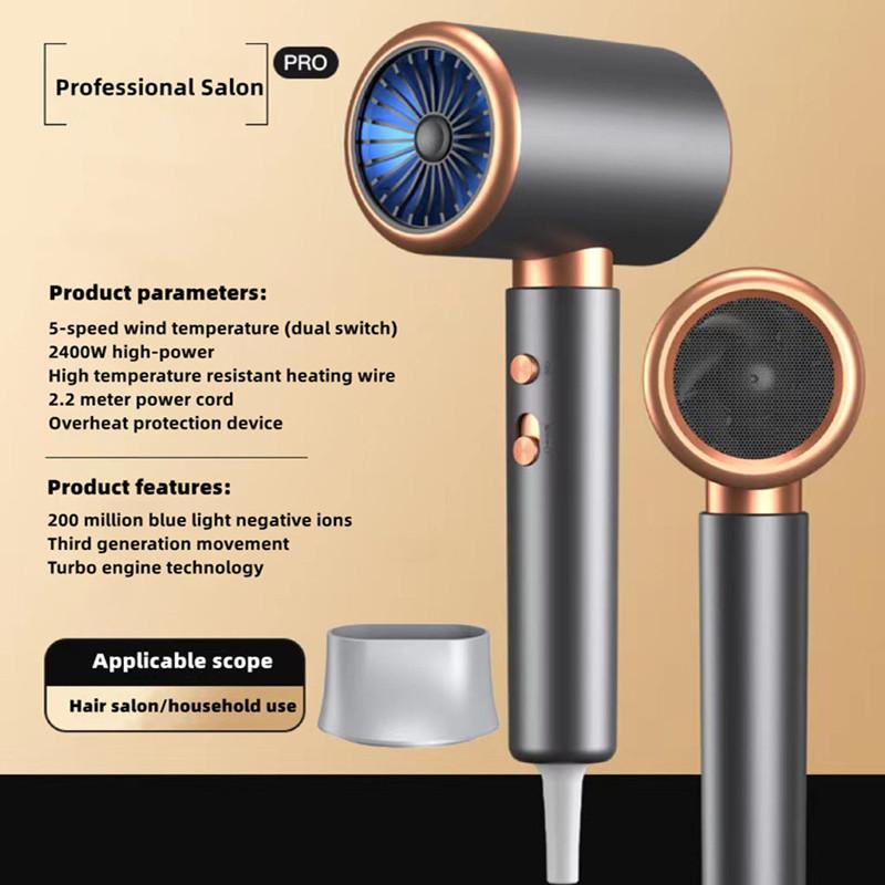 

Новый высокоскоростной фен для волос 2400 Вт, мощный, быстросохнущий, с синим светом, отрицательными ионами, бесшумный фен для домашнего салона красоты us