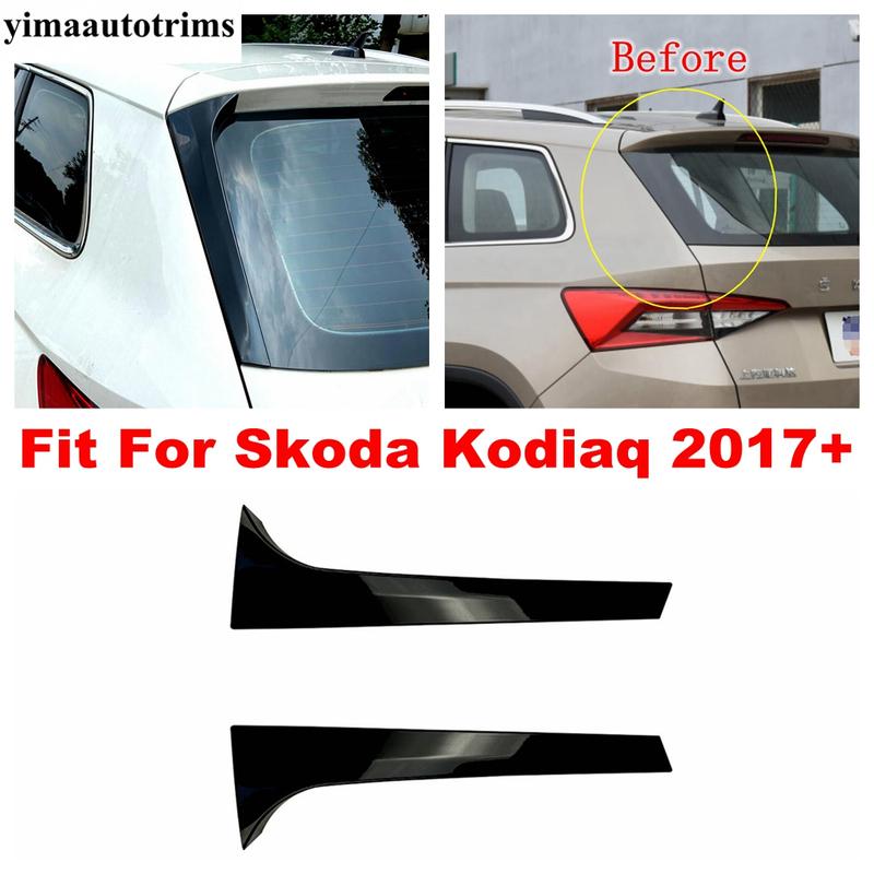 

Black Plastic Accessories Rear Windshield Tail Window Spoiler Stripes Cover Trim Exterior Decor Fit For Skoda Kodiaq 2017 -
