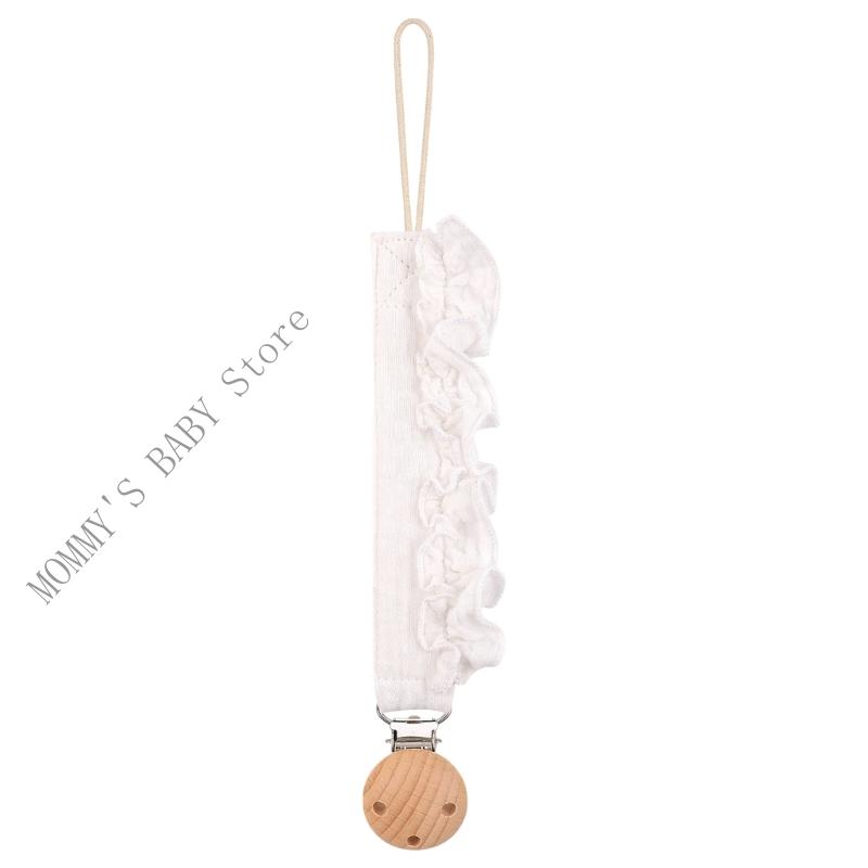 Soft Cotton Pacifier Clip With Decorative Lace Detailing Secure Attachment For Baby Teething Toy And Accessories Easy To Clean