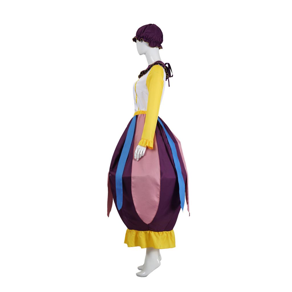Mrs. Potts Costume from Beauty and the Beast, Tea Pot Dress Cosplay Outfit for Women, Anime Movie Character Party Halloween Costume