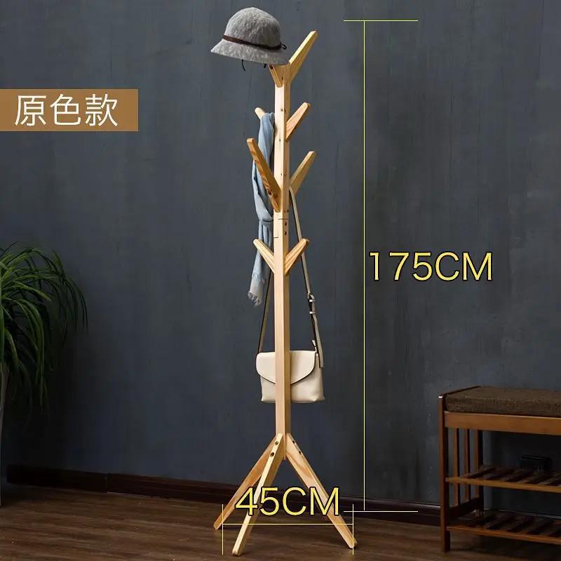 Solid Wood Coat Rack 8-Hook Clothes Hanger Hat Stand Floor Home Bedroom Storage Organizer Minimalist Modern Decorative Furniture