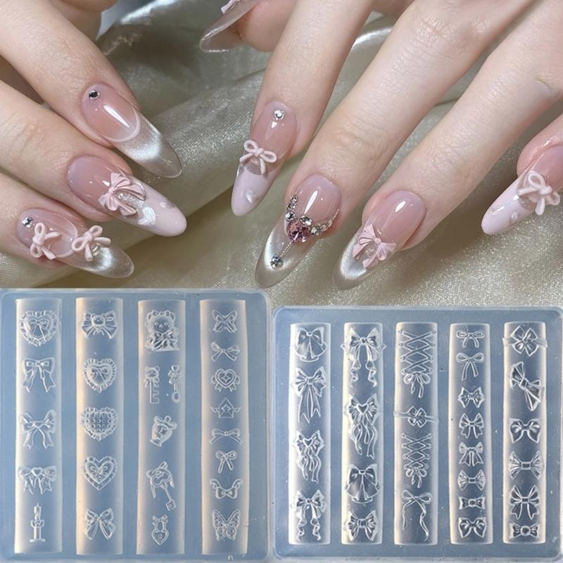 2PCS Silicone 3D Nail Embellishment Molds Bowknot Theme Small Accessories Crafting Molds Present for Beauty Enthusiasts