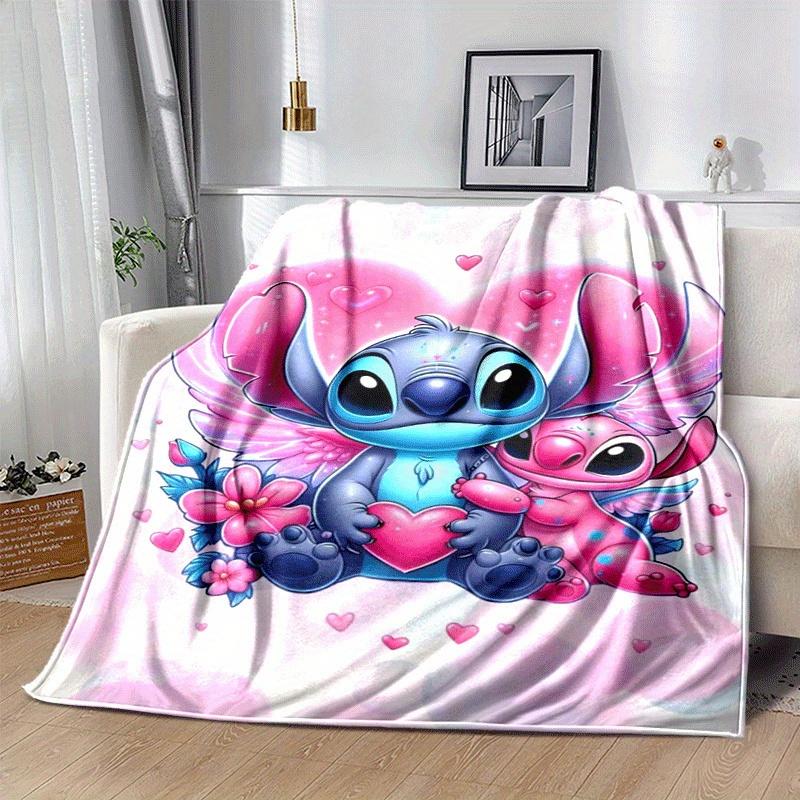 1pc Cute Stitch Printing Blanket - Soft, All-Season Throw for Living Room, Bedroom,Personalized Gift with Adorable Cartoon Design
