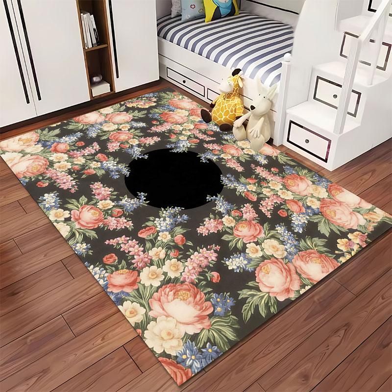 Floral Wreath Design Carpet suitable as a non-slip mat for the living room or bedroom sofa