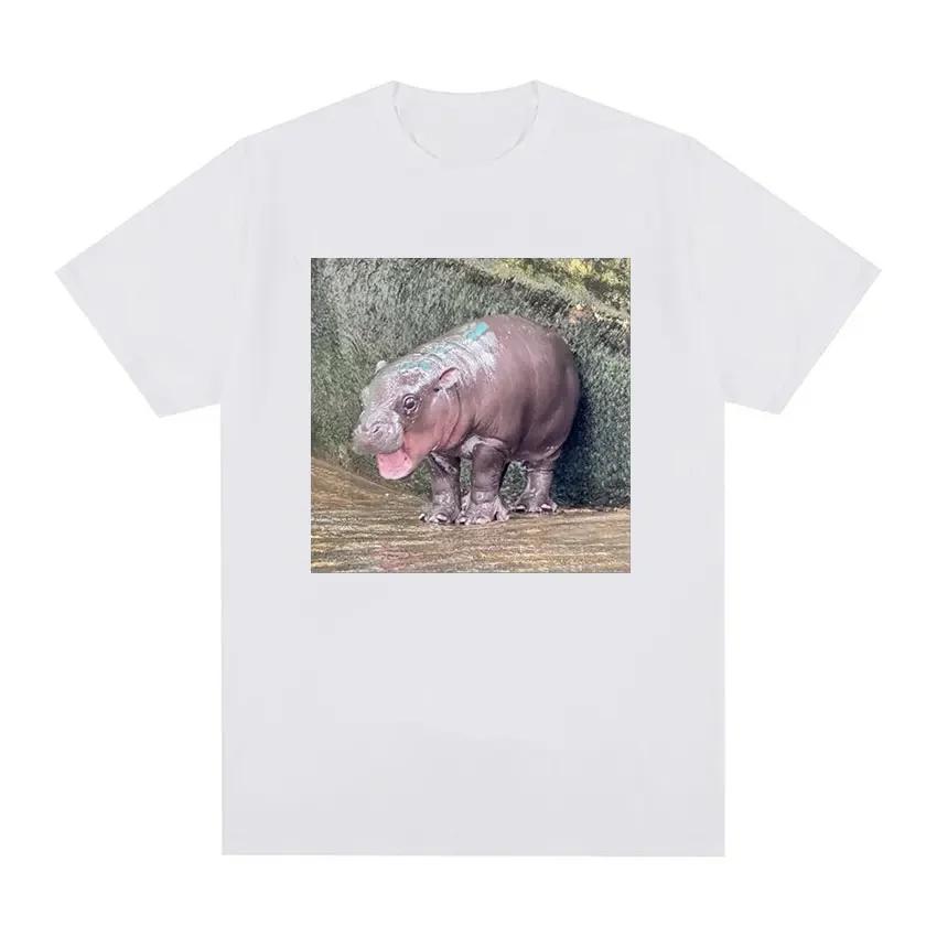Moo Deng Baby Hippo Funny Meme T Shirt Unisex Retro ONeck Harajuku Fashion Tshirts Summer Oversized Tshirts