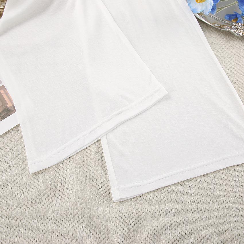 Summer new white round neck long-sleeved trousers women's loungewear simple casual breathable women's loungewear