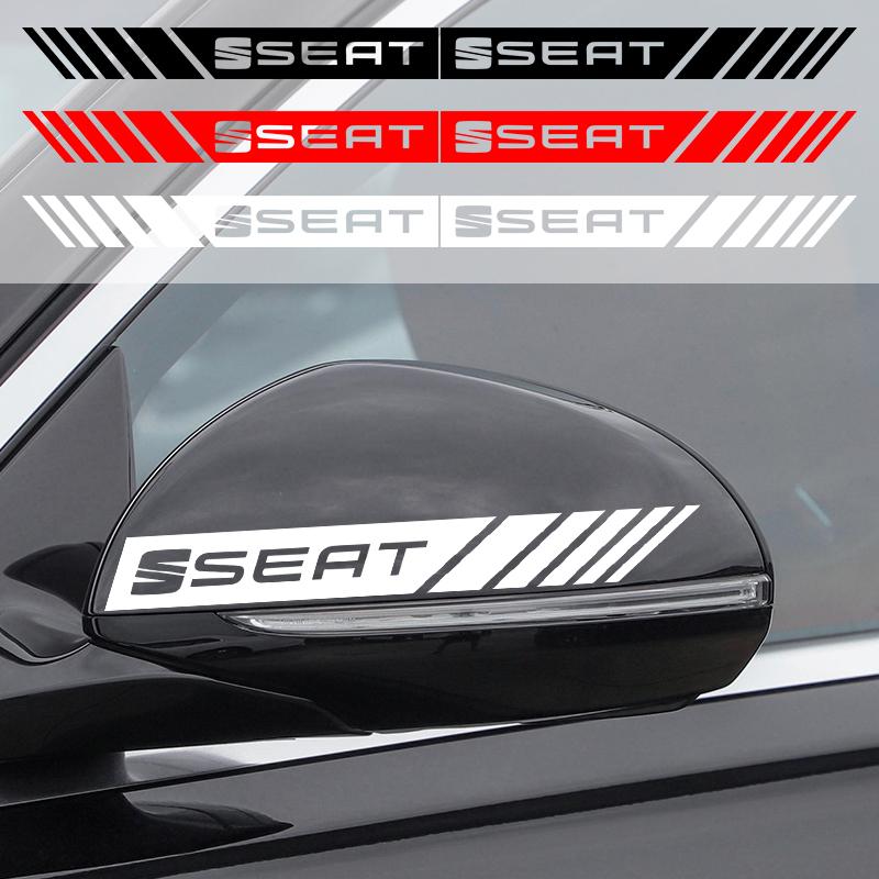 2Pcs Car Stripe Stickers Rearview Mirror Reflective Vinyl Decals Decoration For SEAT Leon FR Altea Ibiza Toledo Cordoba Alhambra Arona Ateca Exeo