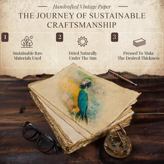 Pack of 50 Sheets of Watercolour Paper of 150 GSM Virgin Cotton Handmade Paper with Deckle Edges