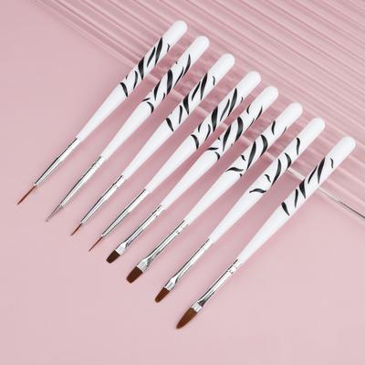 8 stk Neglekunstbørste komplett polygel neglesett Design Tupp Maling Tegning Utskjæring Prikking Liner Akryl Gelpolsk Manikyrverktøy