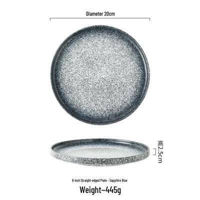 ZISIZ 8-inch Sapphire Blue Straight-Edge Dinner Plates