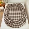 Simple Gray Small Grid Cotton Yarn-dyed Washed Cotton Fitted Sheet Soft and Skin-friendly Light Mattress Cover