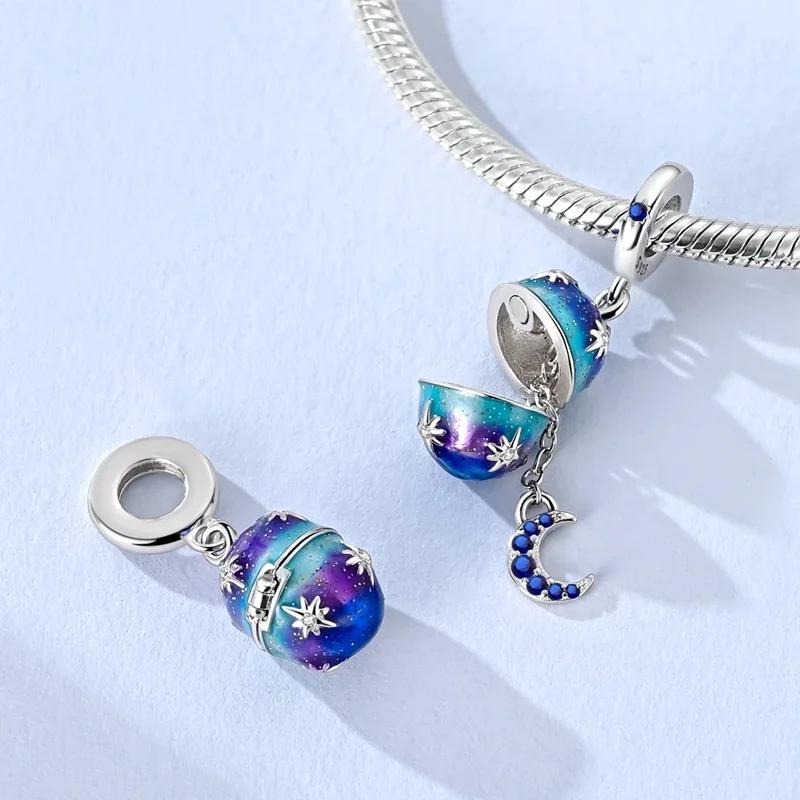 Charms Copper Dreamy Stars Moon Easter Egg Beads Fit Charms Plata Original Bracelet Beads Women Jewellery Making Diy