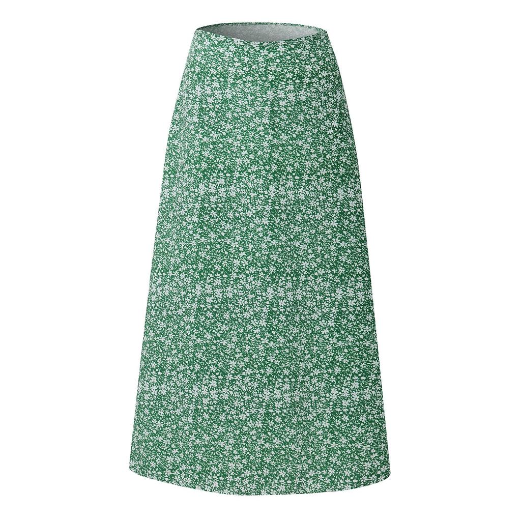 Women's Fashion Casual Beach Zipper Split A-line Bag Hip Mid-waist Long Skirt