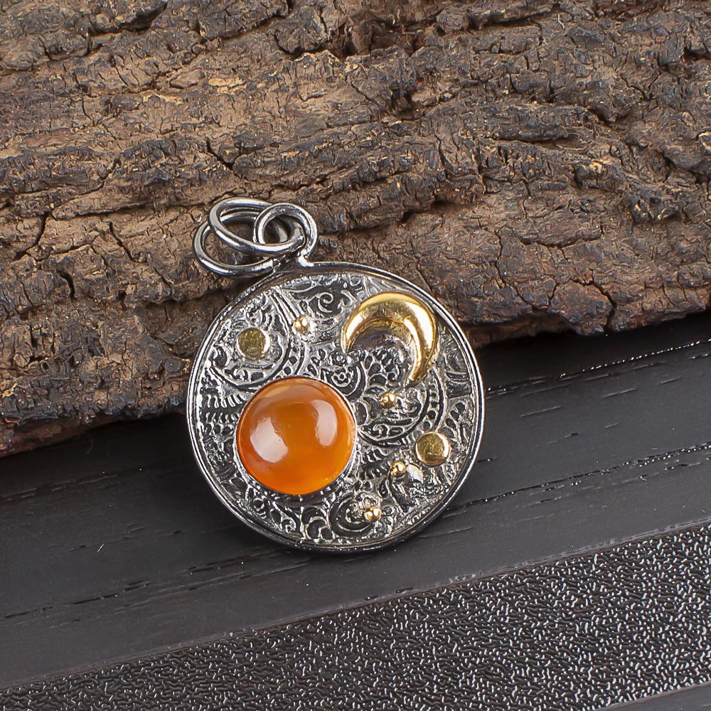 

Украшения из сердолика, кулон из стерлингового серебра 925 пробы, ослепительный серебряный кулон ручной работы для подарка на День благодарения 1.30 Inches оранжевый
