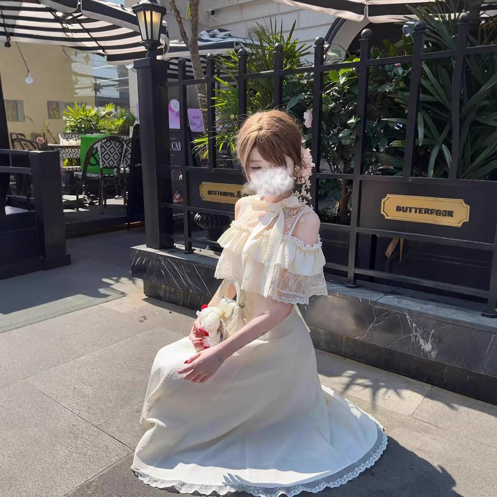 2026 Gentle and Sweet Long Dress Elegant and Clear Long Dress Japanese Two Wear Apricot Huge Good-looking Dating Summer
