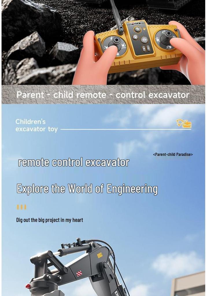 Remote Control Alloy Bulldozer Excavator Toy with Spray Function for Kids