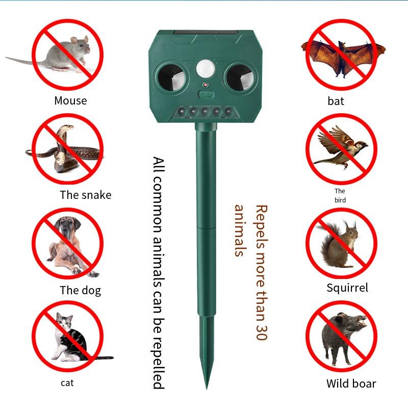 1PC Outdoor Solar Energy Animal Repellent, Ultrasonic Mouse Repellent, Infrared Induction, Ultrasonic Bird Repellent and Insect Repellent
