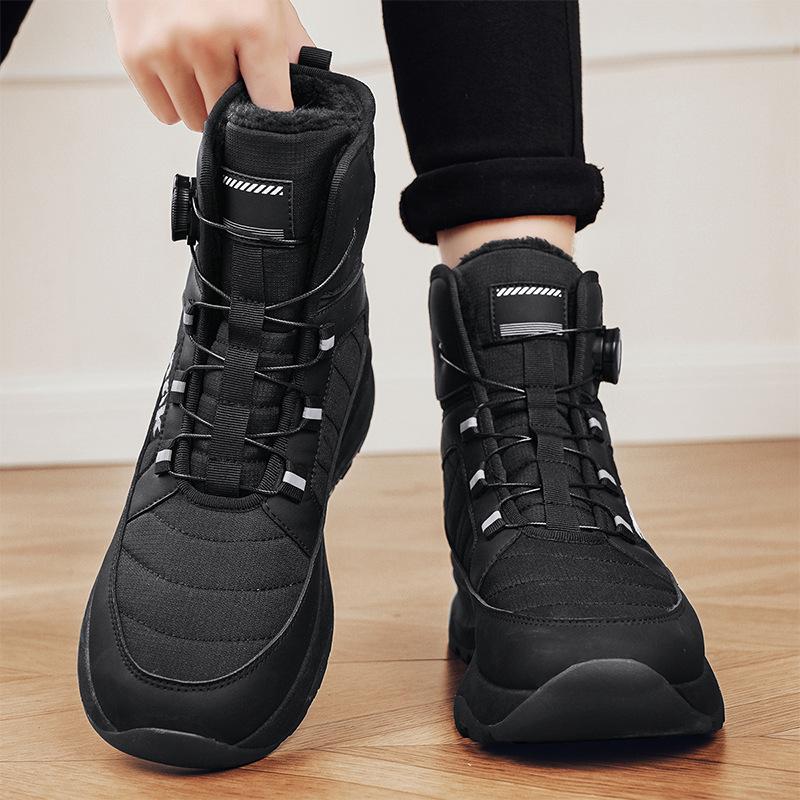 Thick-soled snow boots winter new velvet thickened non-slip warm shoes rotating buckle high-top cotton boots