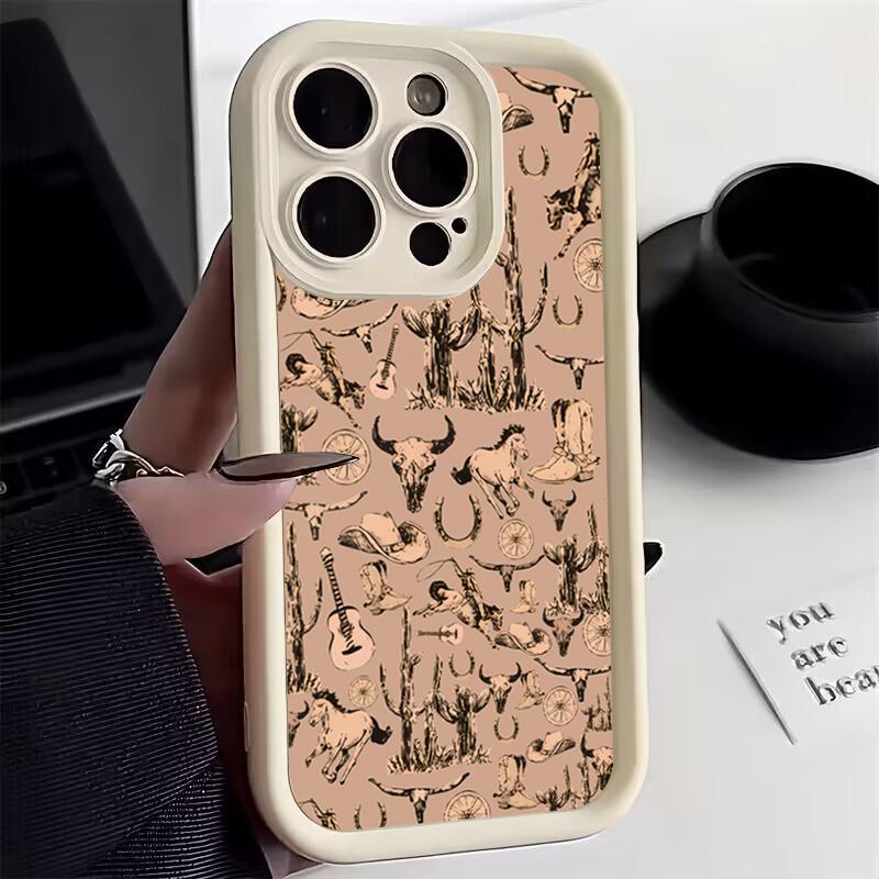 For Samsung Galaxy A15 A16 A35 A55 A14 A34 A54 A33 A52 S25 S24 Ultra S23 S22 Plus S21 FE Case Western Graffiti Brown Soft Cover