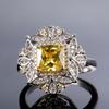 Luxury Square Created Citrine Rings For Women Genuine CopperColor Jewelry With AAAAA Zircon Wedding Engagement Ring Gifts