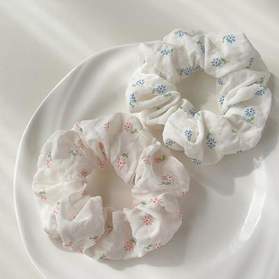 2pcs Spring and Summer New Floral Large Intestine Hair Ring Fresh Headband Bun Tail Hairband Elastic Band Hair Accessories