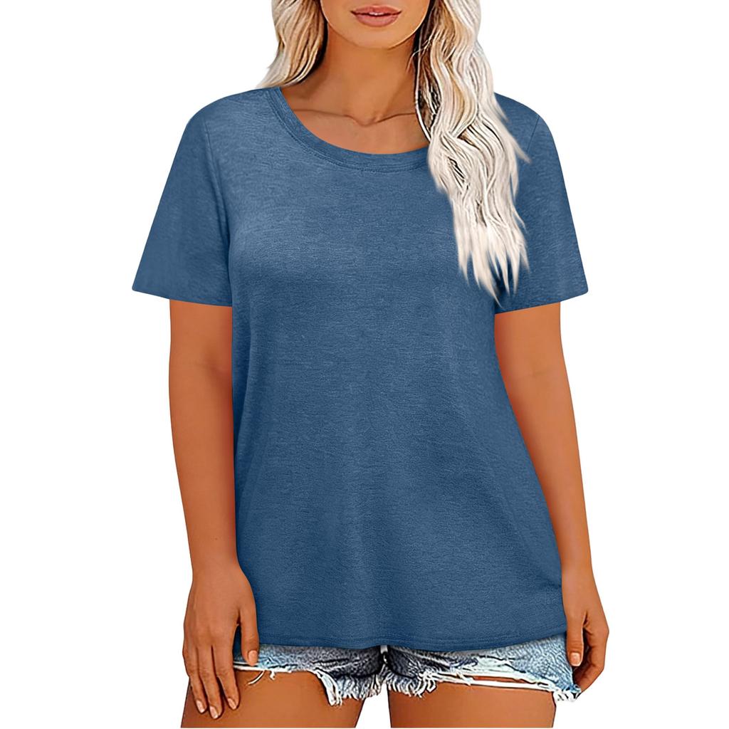 Plus Size Women Fashionable Casual Loose Fit Short Sleeve Top