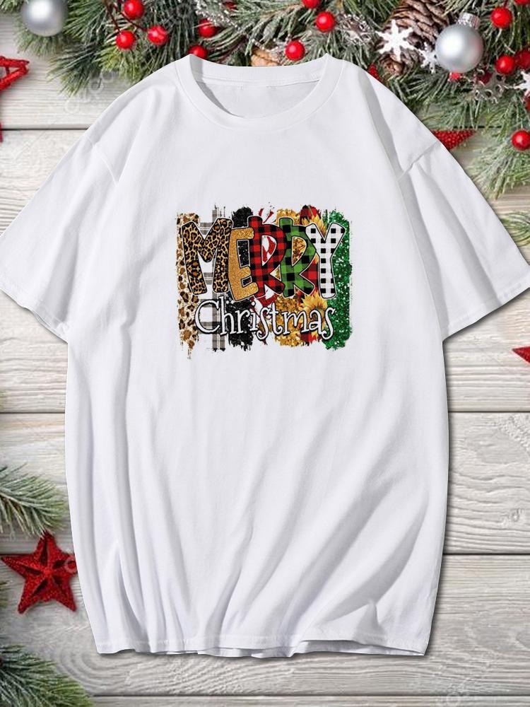2025 Merry Christmas Women Holiday Fashion T Shirt Trend Graphic T-Shirts Holiday Tshirt New Year O-Neck Cartoon Top Xmas Gifts