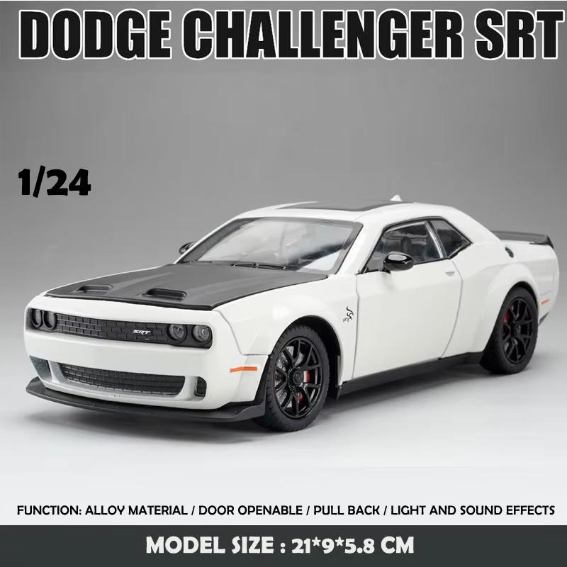 1:24 Dodge Challenger SRT Hellcat Alloy Muscle Car Model Die-cast Metal Sports Car Ornaments Vehicle Model Sound and Light Children's Toy Boy Gift