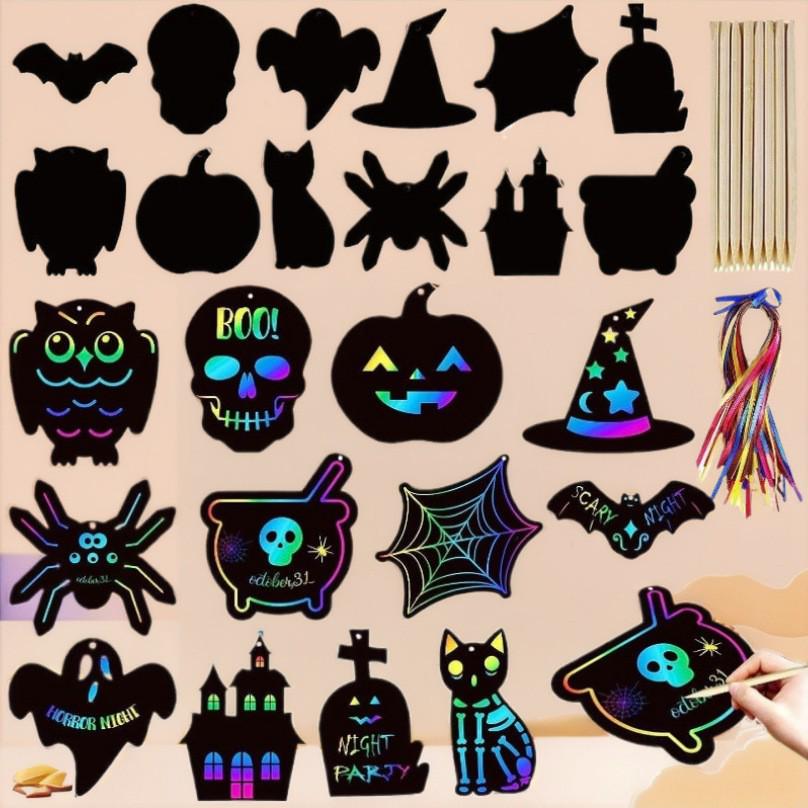 Halloween DIY Scratch Art Animal Decoration for Kids