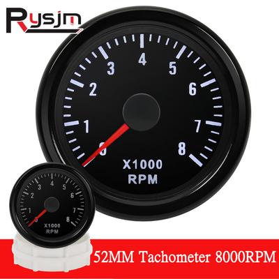 Ized 52MM Tachometer 0-8000 RPM Tacho Gauge with White Backlight RPM Meter For 1-8 Cylinder Gasoline Engine Car 12V