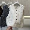 DIMANAF 2025 Autumn Women Sleeveless Vest Sweaters Knitting Buttons Oversize Casual Style Loose Sweater