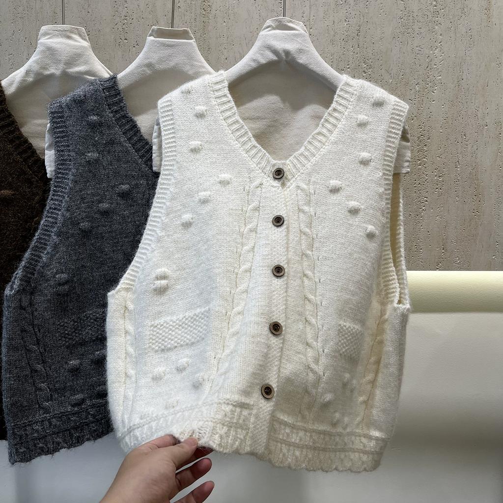 DIMANAF 2025 Autumn Women Sleeveless Vest Sweaters Knitting Buttons Oversize Casual Style Loose Sweater