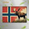 1pc Norwegian Flag Moose Metal Wall Decor, Rust-Resistant Tinplate Sign With Norway Map, Red White Blue Nordic Scandinavian Home